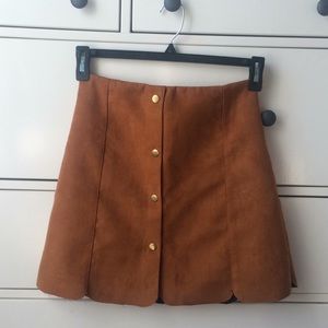 Brown Corduroy Scalloped Skirt